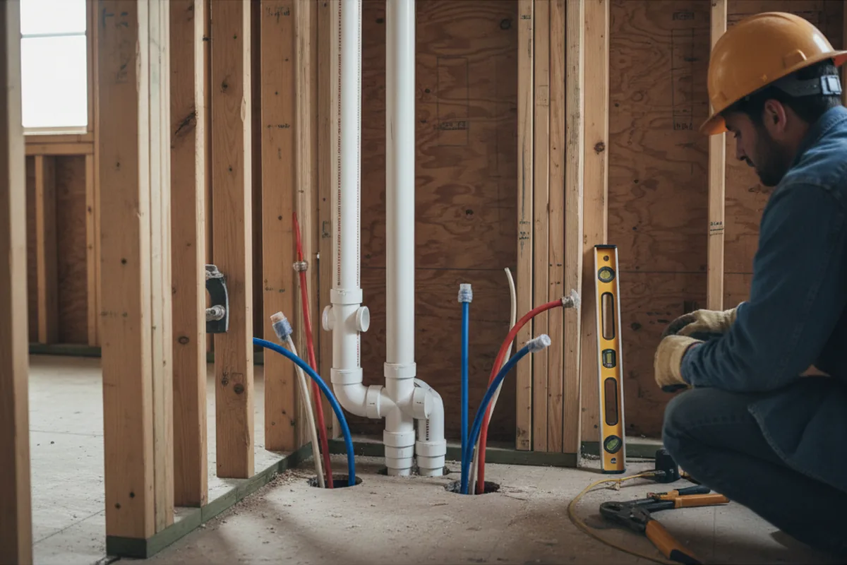 Drain and supply rough-in during Drain Cleaning in Cranesville